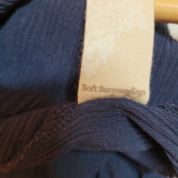 Soft Surroundings Savannah Women's Navy Crinkle Maxi Dress Petite XS - Picture 11 of 13